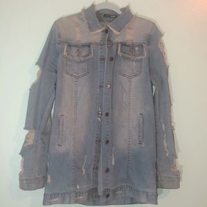 Distressed jean jacket